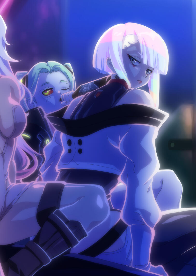 Fanart of Lucy and Rebecca from Cyberpunk edgerunners